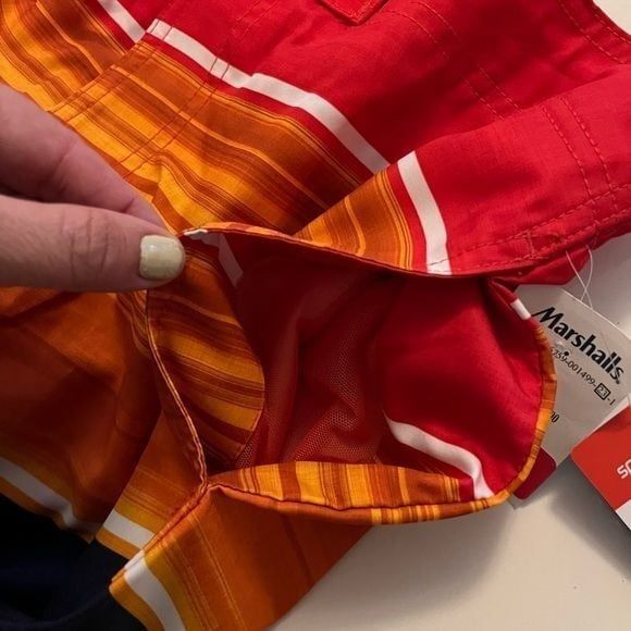 Speedo Men's Boards shorts Swim Trunk Knee Length Bon médium Orange Blue - Picture 5 of 8